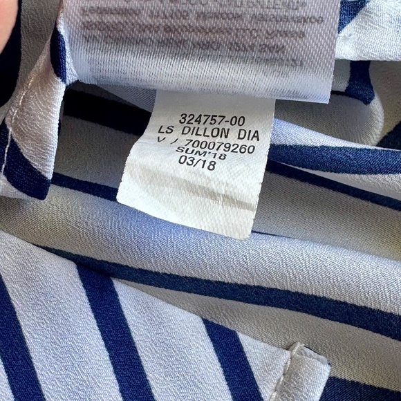 Banana Republic Dillon Blue & White Diagonal Stripe Pattern Long Sleeve Size S - Picture 5 of 11